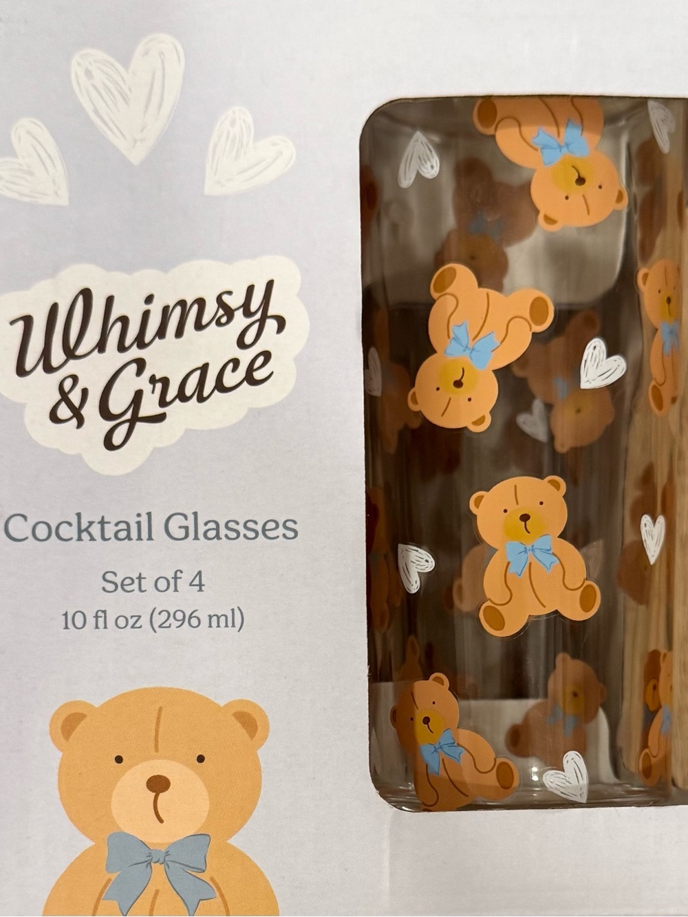 Brown Teddy Bear Cocktail Glasses - Set of 4